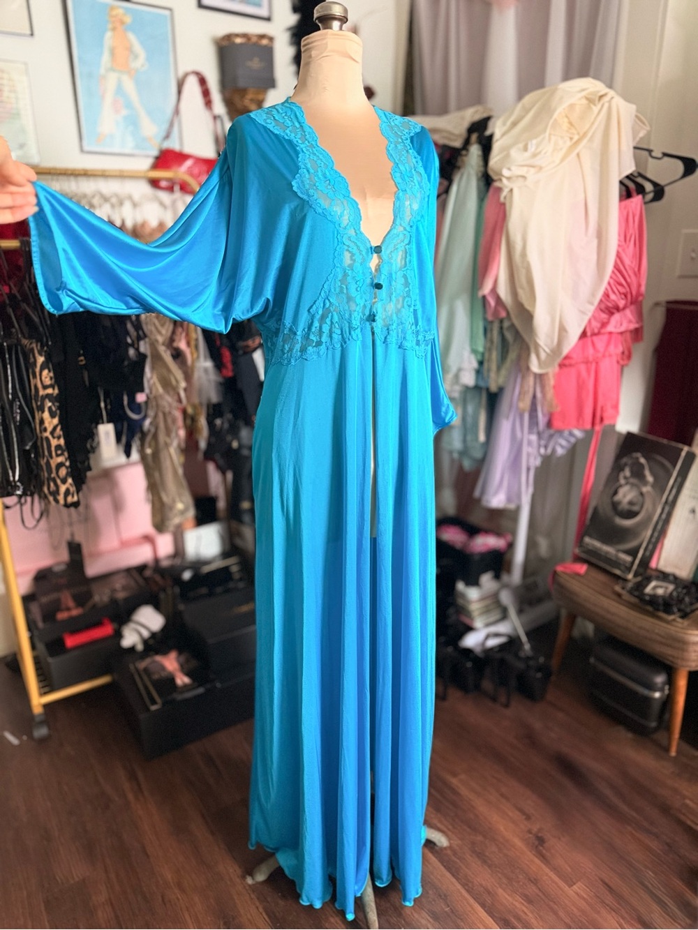 Vintage Gilead Blue Bed Jacket Robe